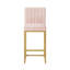 Tabouret moderne en velours à hauteur de comptoir avec dossier complet - rose