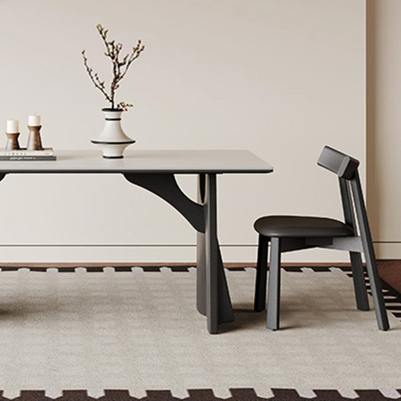 Semicircular Rock Slab Dining Table, 29.52"H x 55.11"L x 31.49"W 