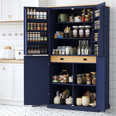 40.2x20x71.3inch High Freestanding Kitchen Pantry Large Cupboard Storage Cabinet with 2 Drawers, 2 Adjustable Shelves, 8 Door Shelves for Kitchen, Dining Room