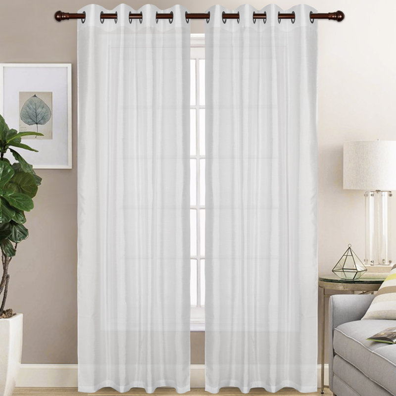 Diredra Polyester Semi-Sheer Curtains (Set of 2), White