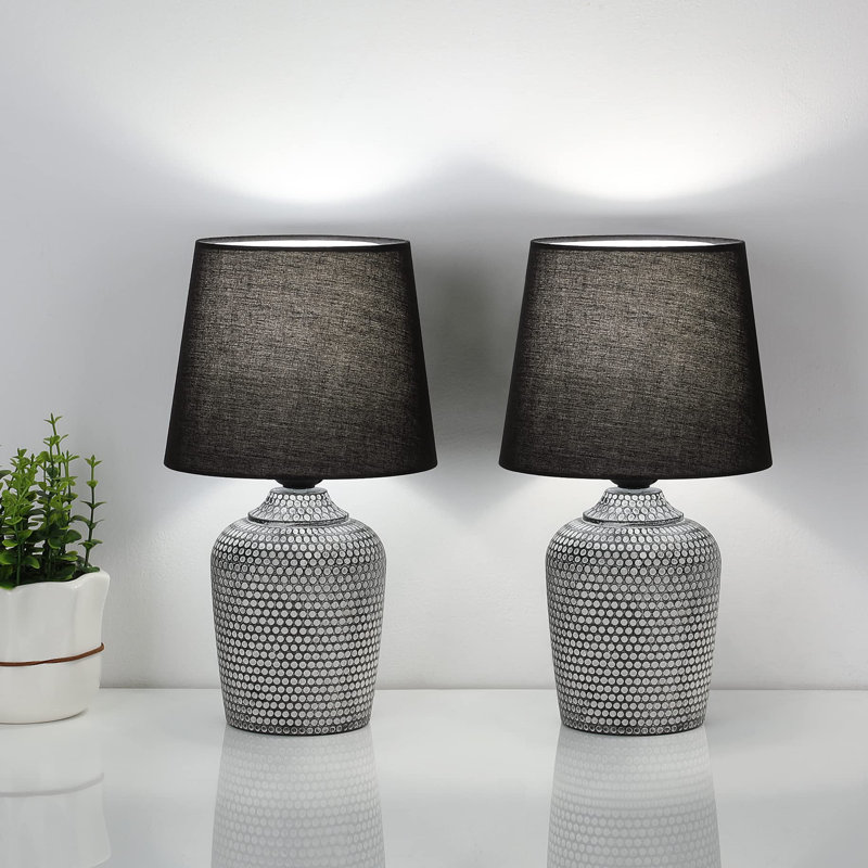 Lampe de table Asahd, Noir, gris