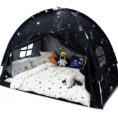 Full Bed Toddler Canopy Tent, Kids Indoor Canopy Privacy Space Sleeping Playhouse Blackout Bunk Bed Tents Full Size (Galaxy Tent) for Boys Girl Birthday House Gift