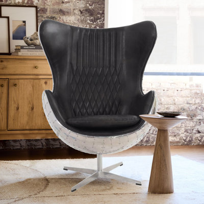  Chaise d'appoint pivotante en similicuir Cantline - Design Mid-Century inspiré du Spitfire