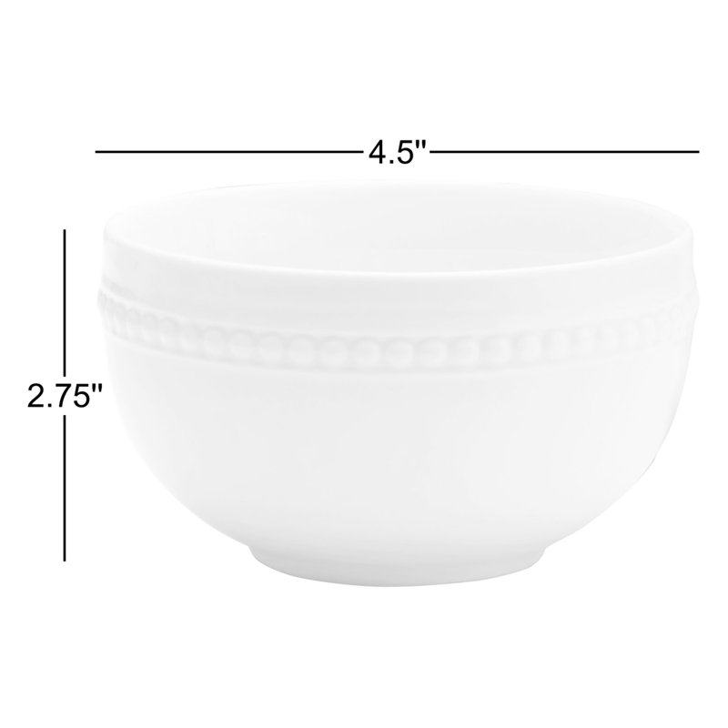 Fitz and Floyd Everyday White Beaded Fruit Bowl, Set Of 4
