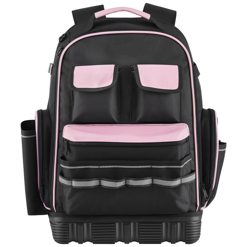 Sac à dos à outils résistant à la déchirure pour 56 po, 14.17" H x 9.06" W x 18.62 " D, Pink+Black