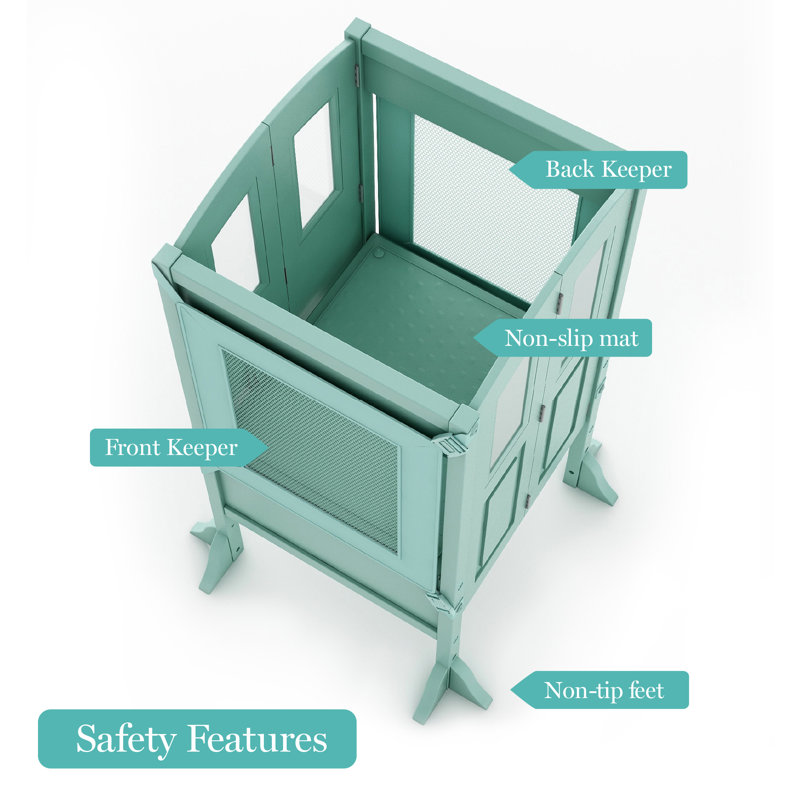 Mint Foldable Wooden Toddler Kitchen Helper Tower