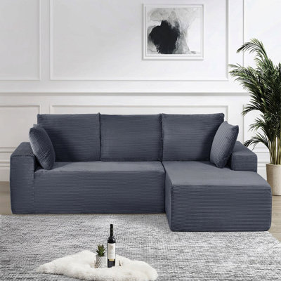 Canapé modulaire convertible Cozyform en velours côtelé doux, canapé confortable moderne avec rembourrage en mousse, canapé-lit modulaire confortable pour le salon, la chambre à coucher, aucun assemblage requis, gris foncé - orienté vers la droite