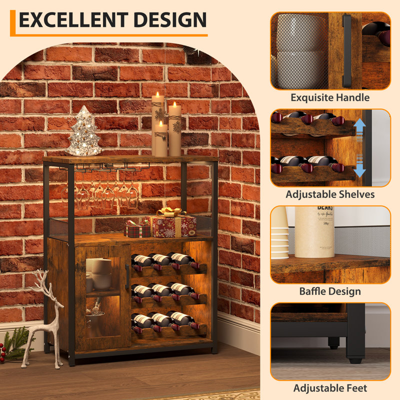 Open Shelving Wine Bottle Rack Brown