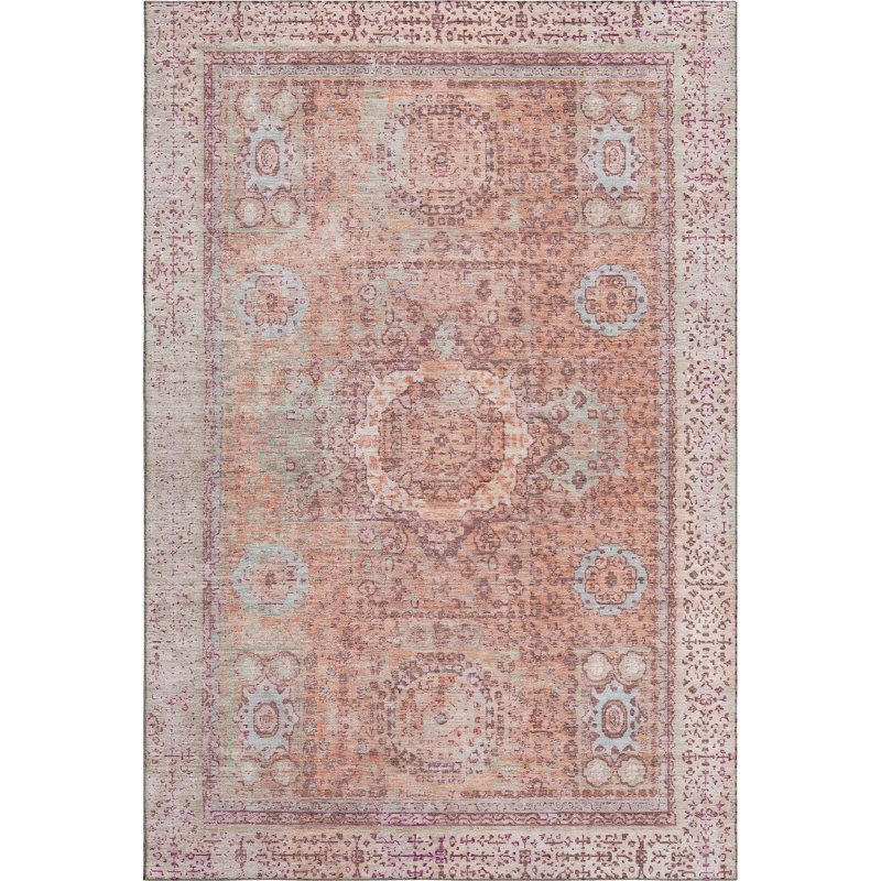 Premium Machine Washable Lubbers AMF1740 Border Rug, Rectangle 8' x 10'