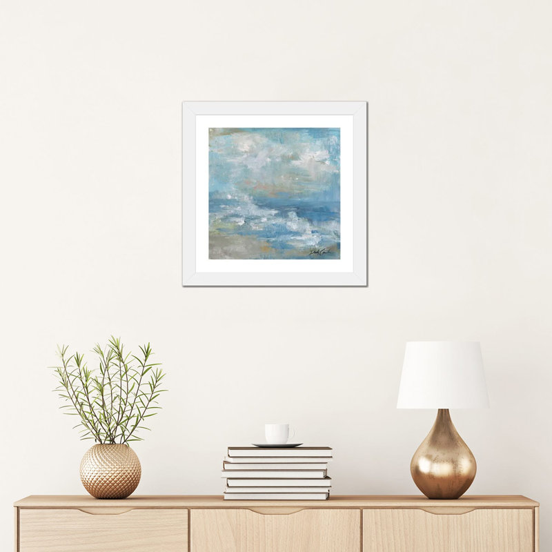Reproduction d’art, "Water Murmurii" par Debi coules, H 16 po x l 16 po x p 1 po, Papier encadré blanc, Blanc