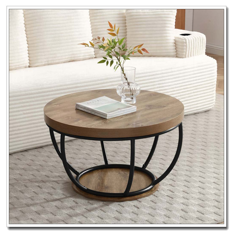 Table basse 31 po avec tablettes de rangement à 2 niveaux, Noir