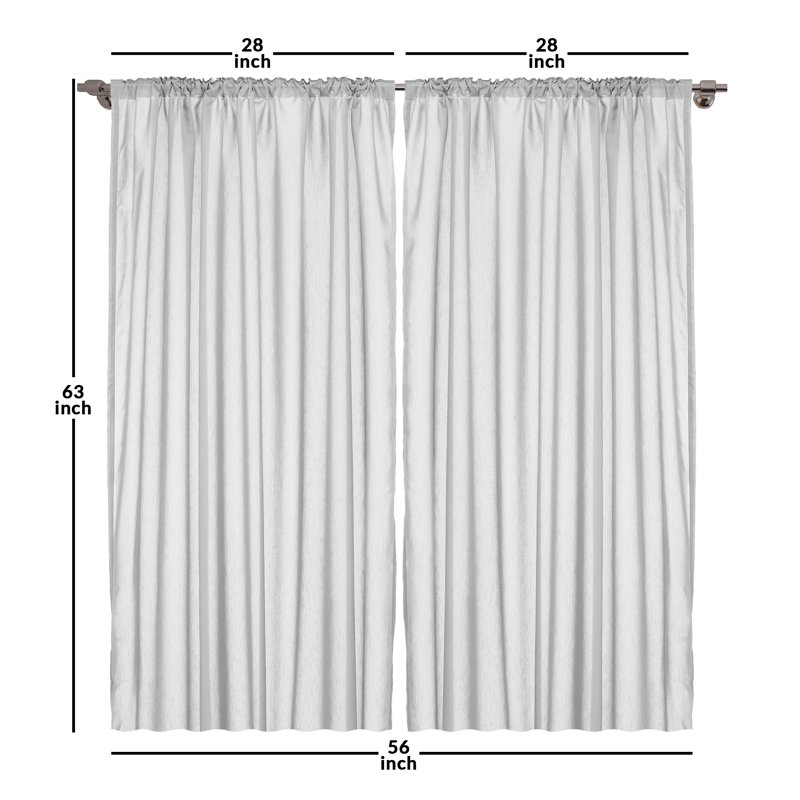 Kanesha Semi Sheer Curtain Pair, 56" W x 63" L