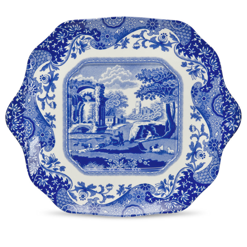 Assiette plate en porcelaine tendre bleue 11 po Spode