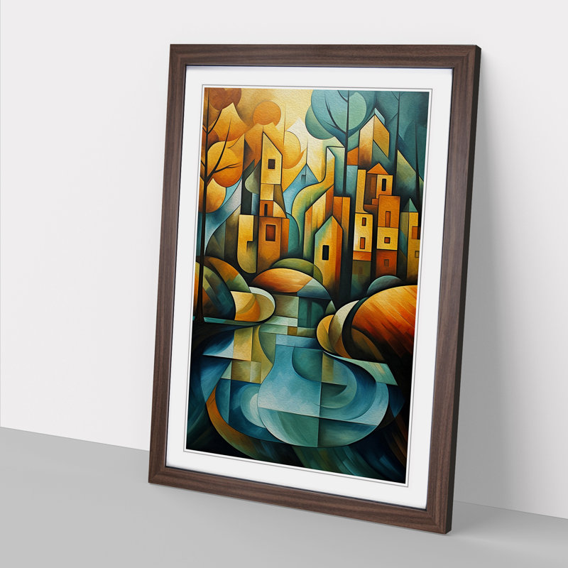 River Cubism - Framed Print, Walnut, 34cm H x 25cm W x 2cm D