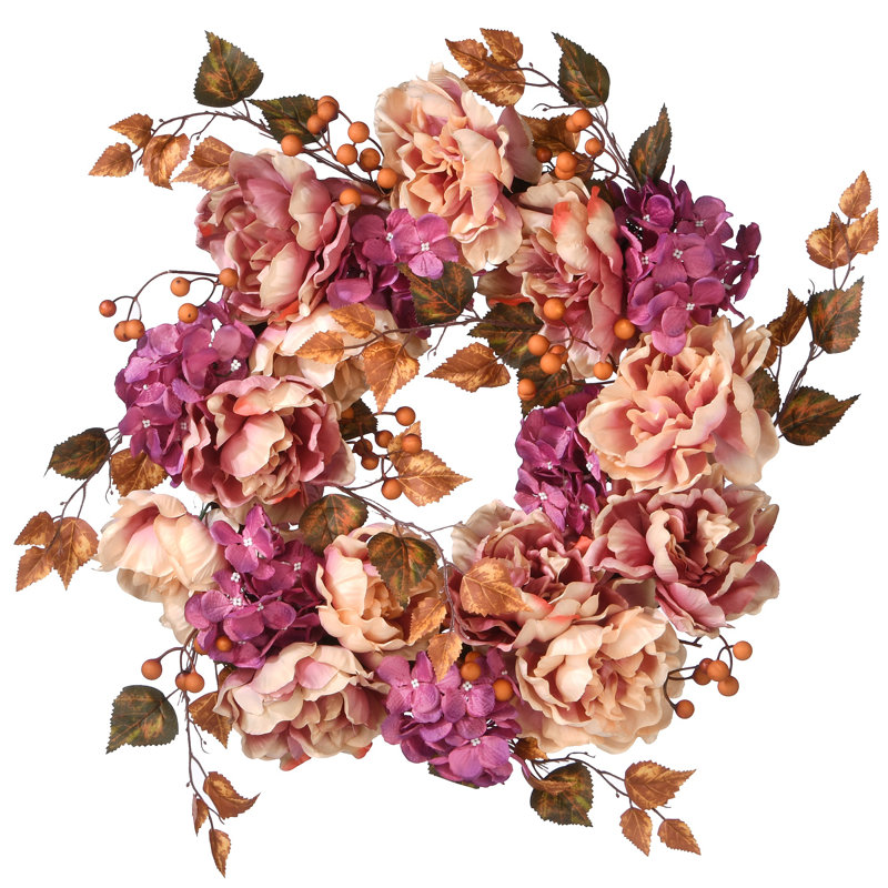 24" Autumn Peony and Hydrangea Wreath