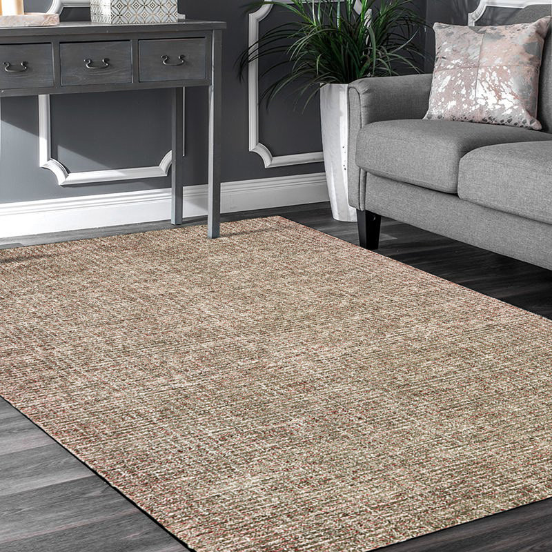 Abstract Contemporary Grid Handmade Wool Blend Area Rug, Rectangle 7'9" x 9'9", Brown/Red