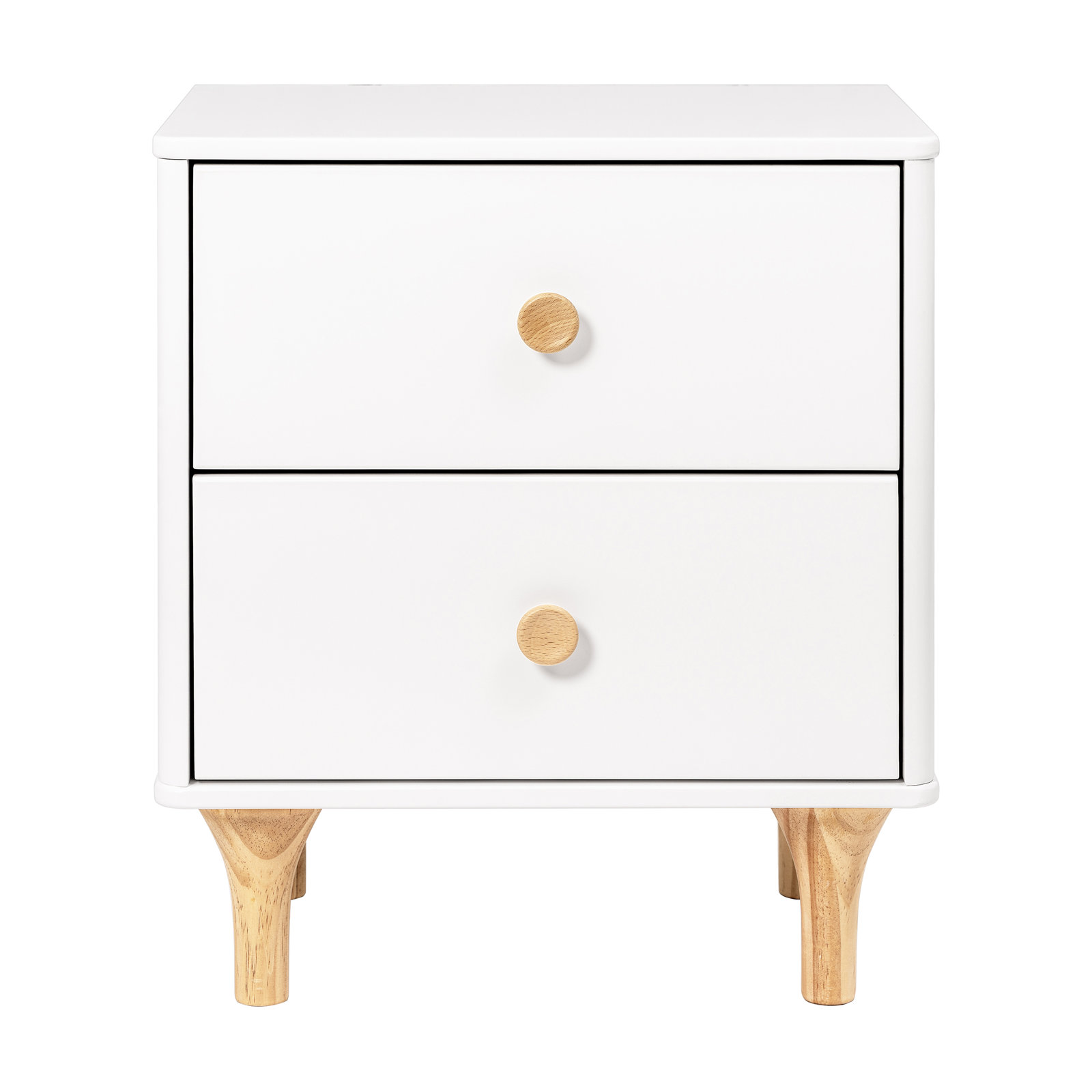 Lolly 2 Drawer Nightstand with USB Port, White/Natural