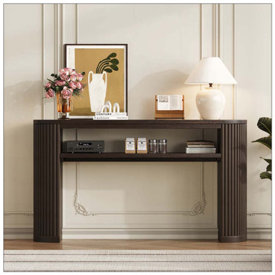 Console Table with Fluted Legs - Farmhouse Entryway Sofa Table