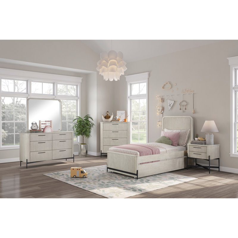 Lit gigogne double Taupe avec structure en bois massif et placage de bouleau simple de taille transitionnelle