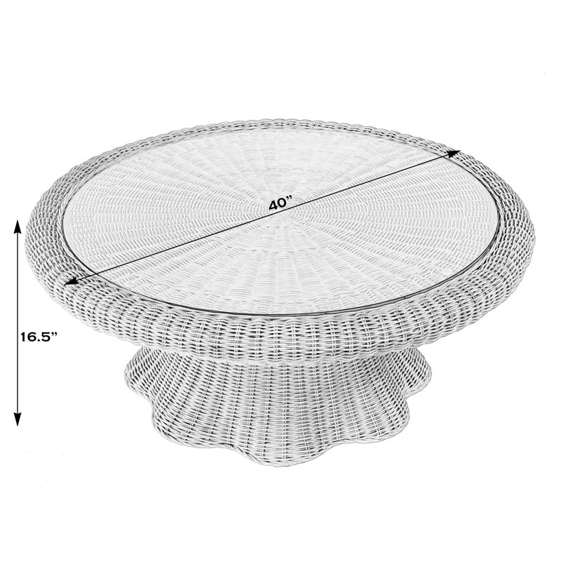 Flora  Rattan Scalloped Coffee Table