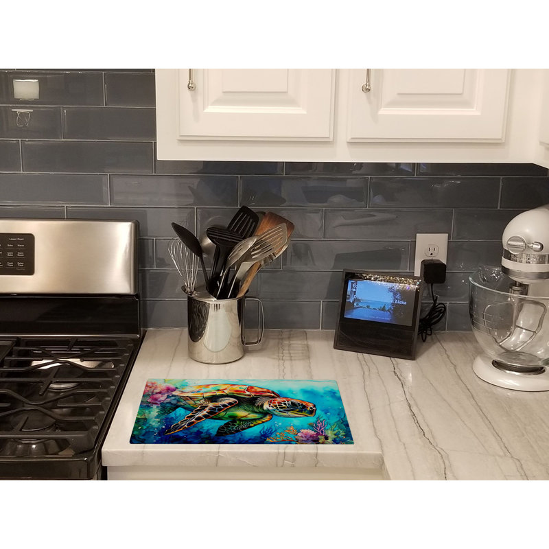 Loggerhead Sea Turtle Glass Cutting Board Large