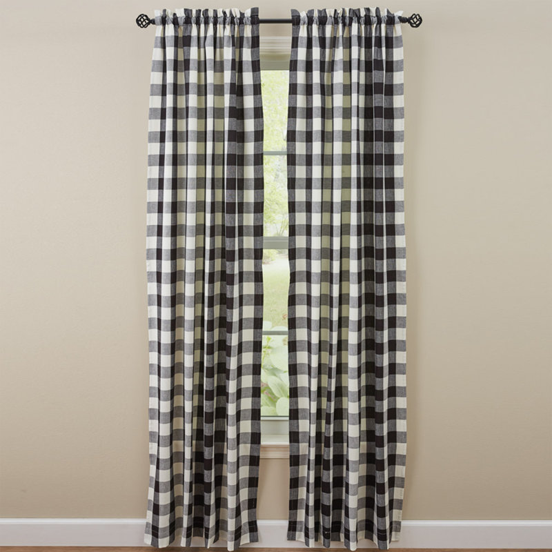 Codie-Leigh Cotton Room Darkening Curtain Pair, Black/Cream