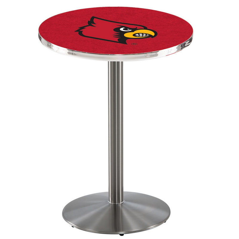 Round Metal Base Dining Table, Stainless Steel, University of Louisville