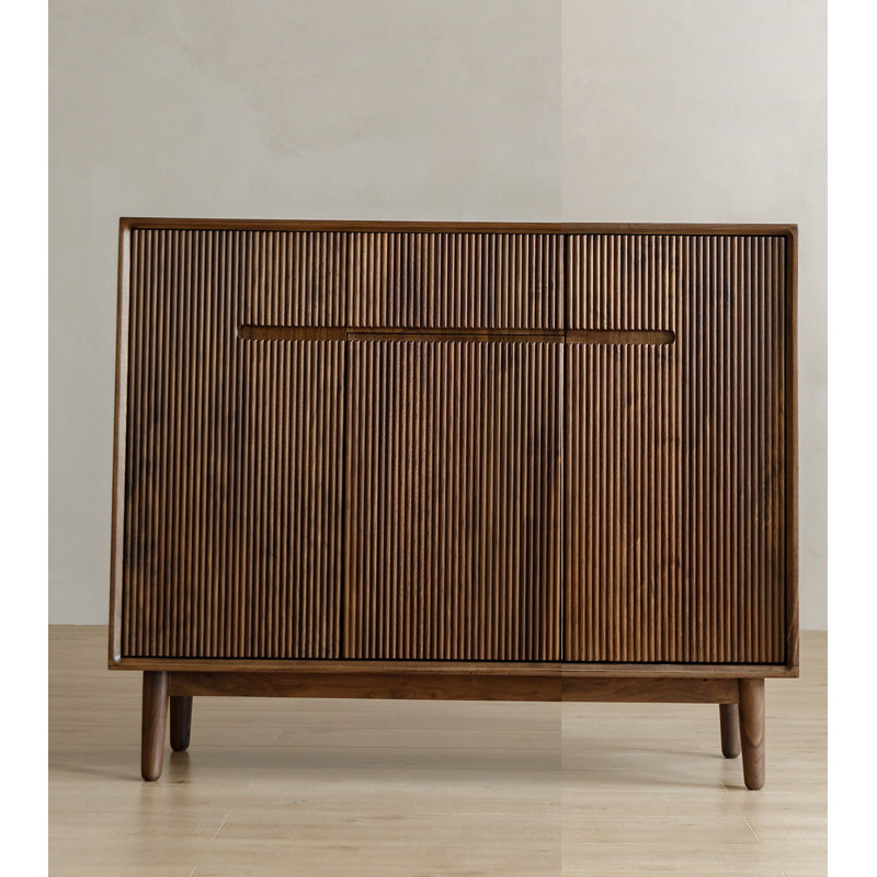 Armoire à chaussures en noyer noir uni avec portes à lattes