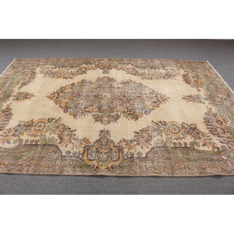 Grand tapis Oushak pour salon et cuisine en beige parfait pour le salon de la Turquie