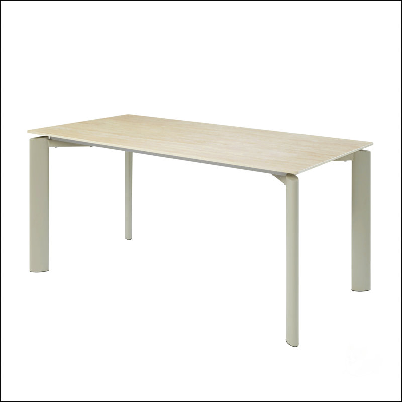 Ceramic Top And Light Gray Finish Dining Table