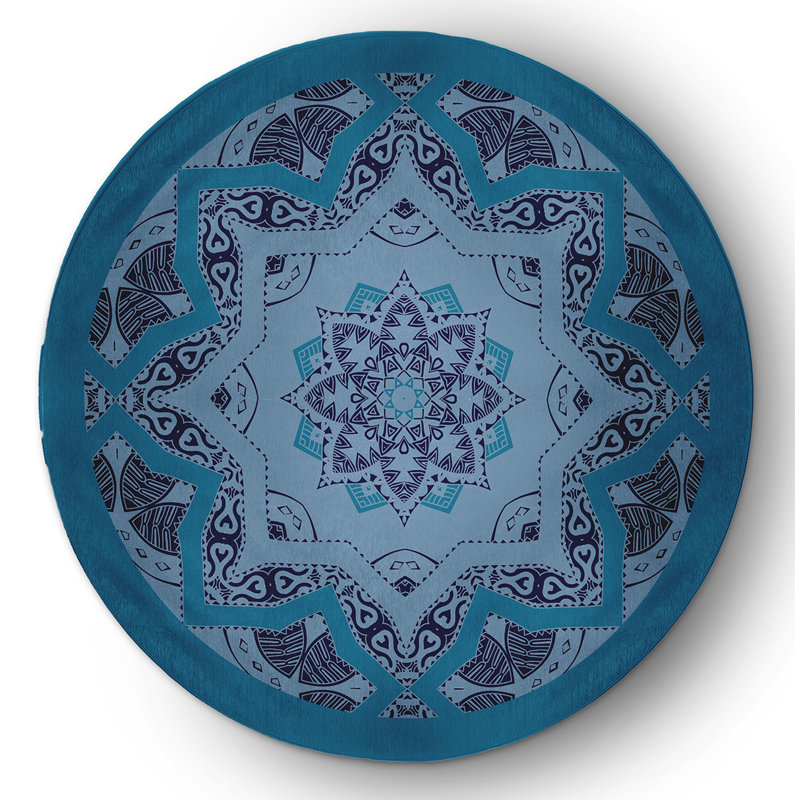 Chenille Geometric Indoor Rug, Round 5'