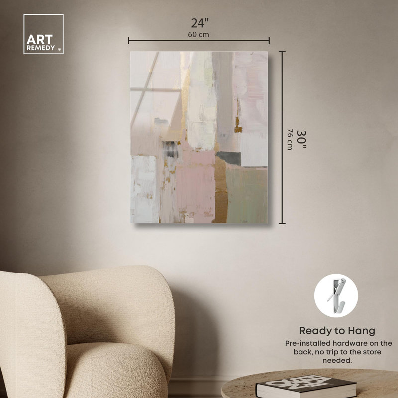 «Misty Pink Dawn III», reproduction d'art acrylique sur toile par Art Remedy, H 30 po x l 24 po