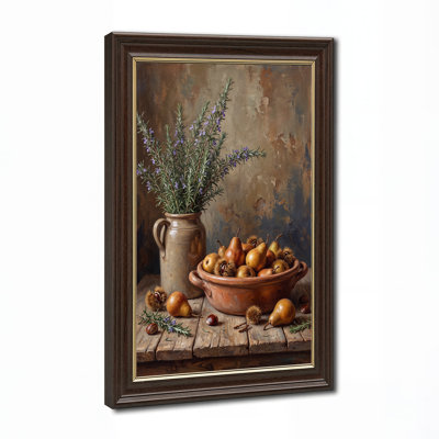 Pears and Chestnuts in Terracotta Bowl with Rosemary Canvas Wall Art