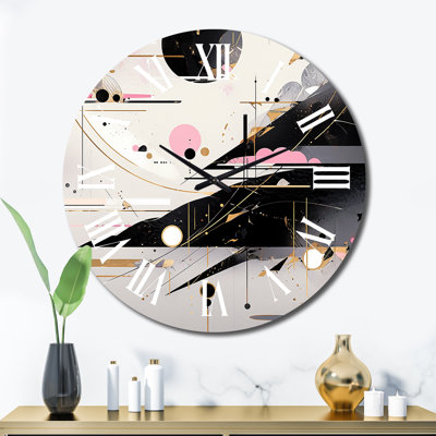 Horloge murale rose et noire