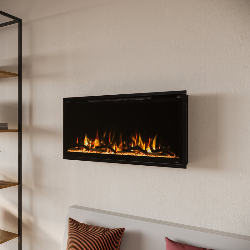 72 W Electric Smart Fireplace with Heat, 72" W