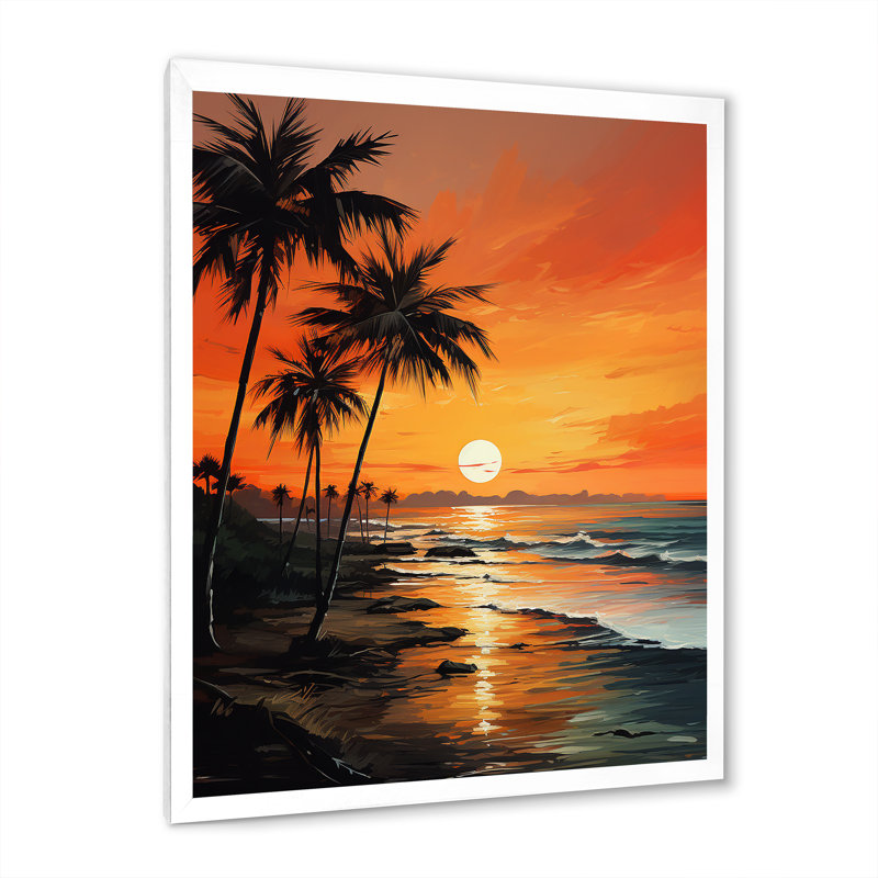 Décoration murale Tangerine Twilight Tropical Tranquility Sunset III - Palmiers et palmiers, H 44 po x l 34 po x P 1,5 po
