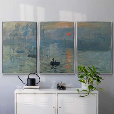 Sunrise by Monet - Multi Piece Framed Canvas
