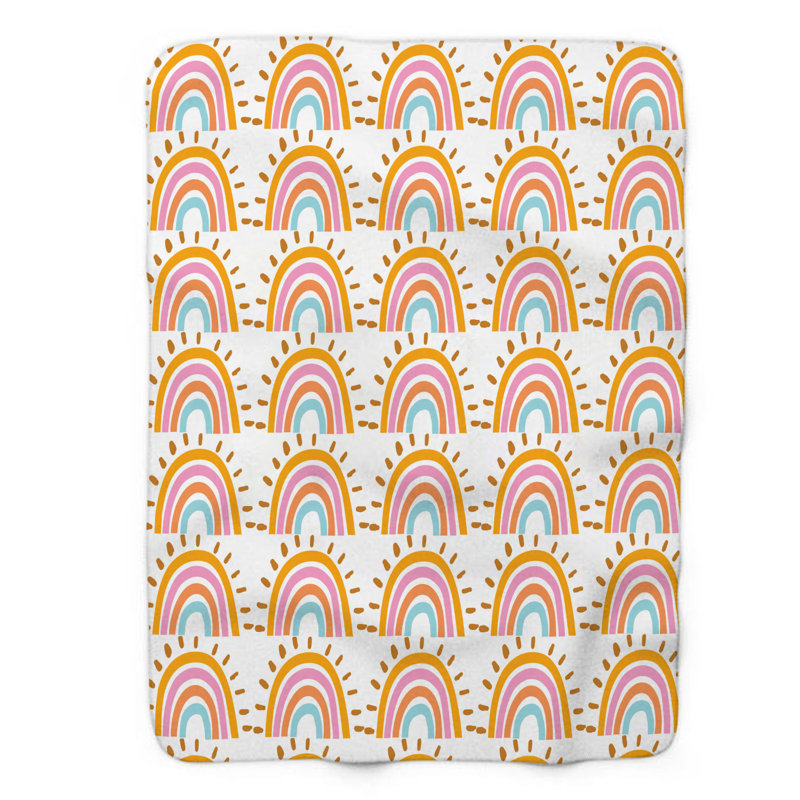 Groovy Happiness - 1 Piece Premium Sherpa Blanket, 60" W x 80" L