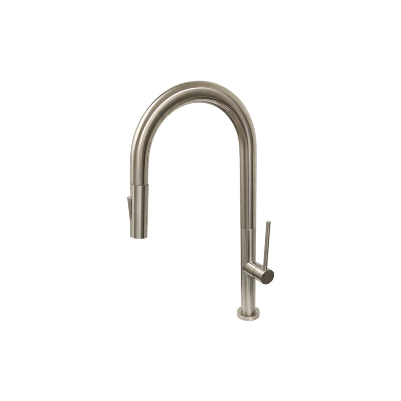 KBFmore 17.63 Inch Dual Function Stainless Steel Kitchen Faucet with Pull Out Down Spray Head, Brushed Nickel