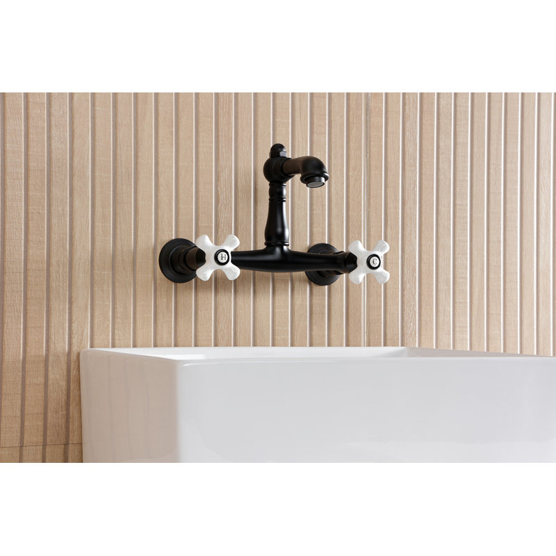 Robinet de salle de bain mural 2 trous Kingston, Noir mat