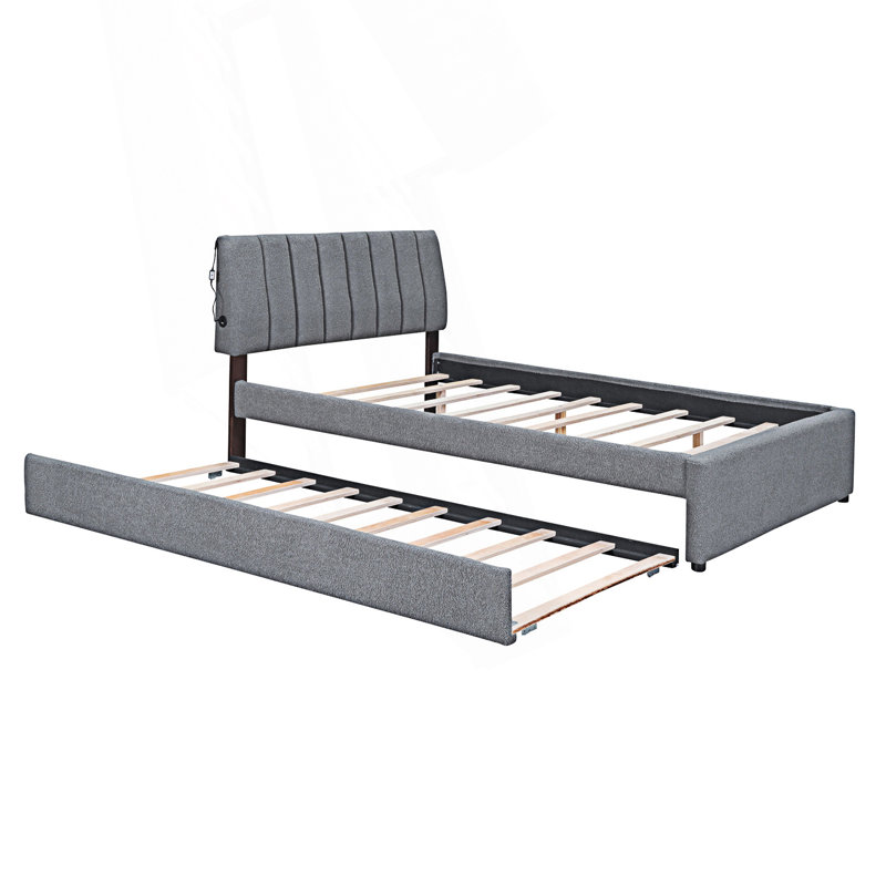 Lit plateforme double avec lit gigogne