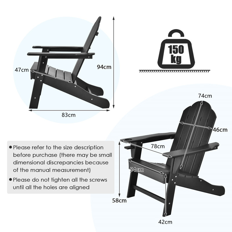Genoa Outdoor Adirondack Chair, Black