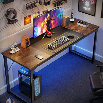 Computer Desk, 63 Inch Office Desk, Gaming Desk With Stor...