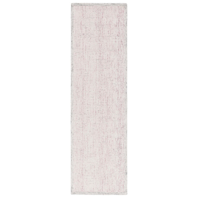 Tapis abstrait rose / ivoire 467, Tapis de couloir 2 pi 3 po x 8 pi