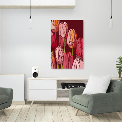 Champ de tulipes, art moderne abstrait de printemps