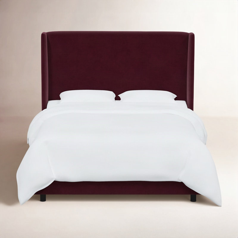Lit tapissier Tilly, Double, Velours raisin de luxe