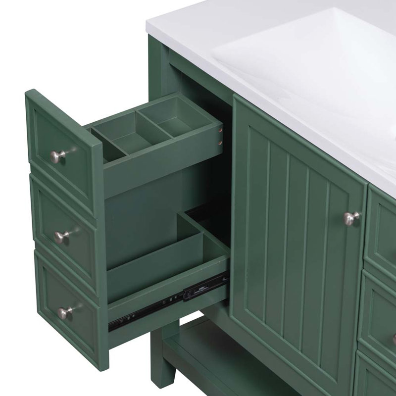 Meuble-lavabo simple avec comptoir Shelise 36, Vert