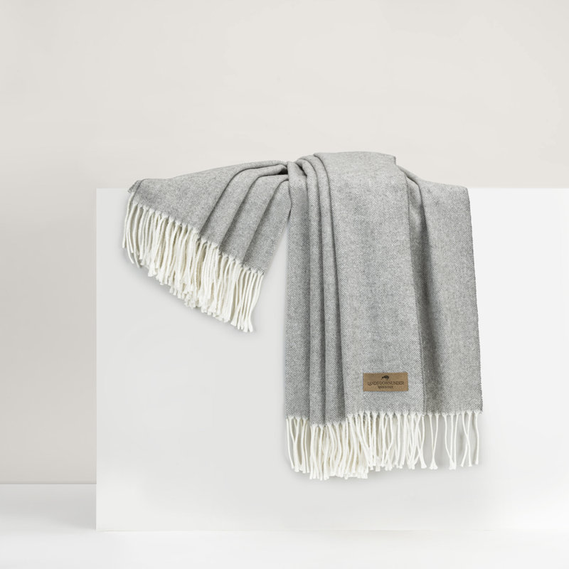Italian Herringbone Throw Blanket, Pebble