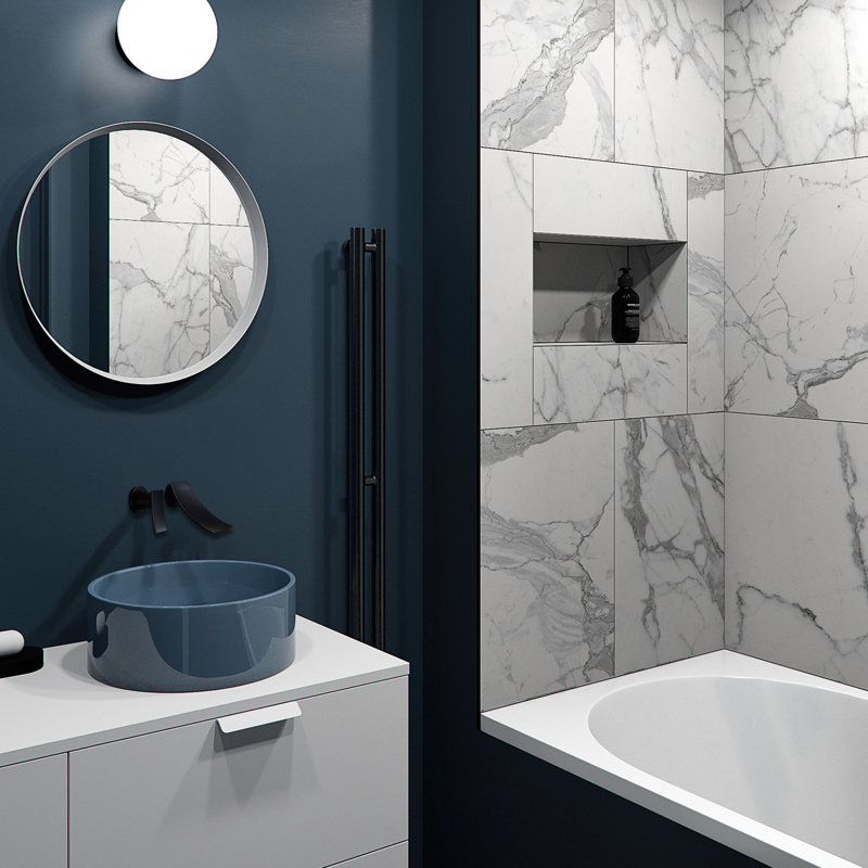 Robinet de salle de bain à large entraxe avec bonde, Noir mat