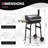 Barrel Charcoal Grill with Foldable Side Table Built-in Thermometer & Storage Shelf